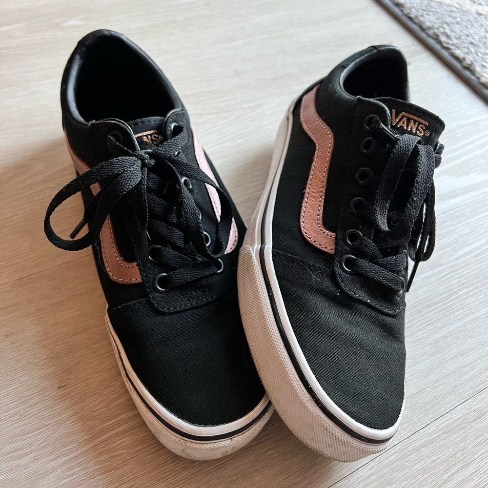 Women’s Size 7.5 Vans - Black & Rose Gold